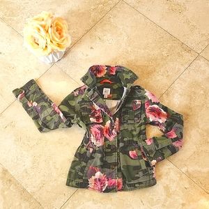 A girls GAP jacket, camo with pink flowers, new without tags